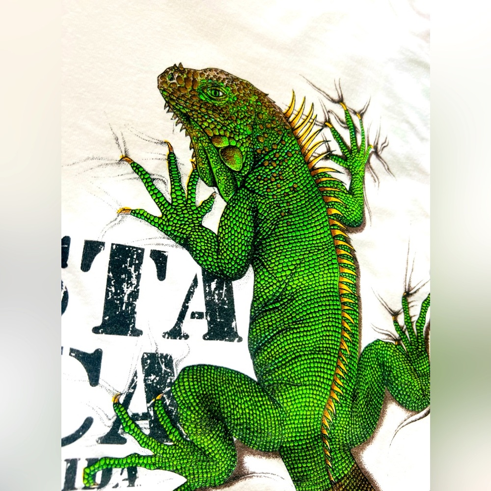 Lezard on White Cotton T-Shirt
